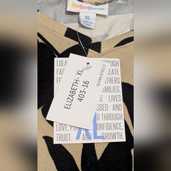 LuLaRoe Black Floral on Tan Blouse, Size: XL - Picture 4 of 7